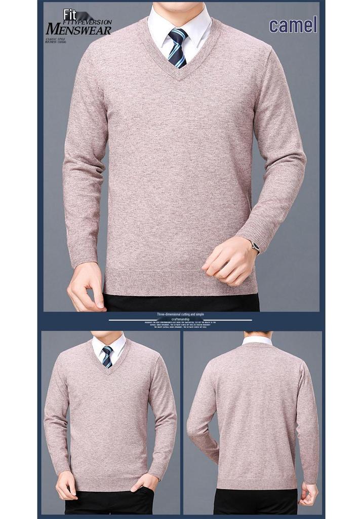 Men's Winter V-Neck Knit Sweater for Casual or Business Wear