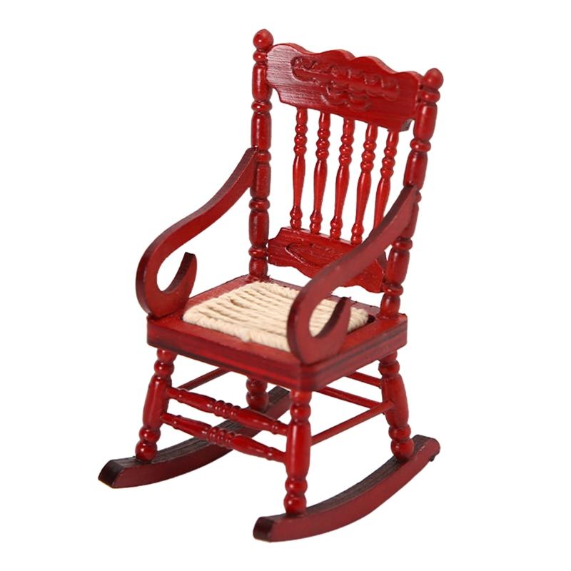 

1/12 Toy Model Rocking Chair Pretend for Play Toy Mini Wooden Chair White/Red Role for Play Accessory DIY for Doll House 1 красный