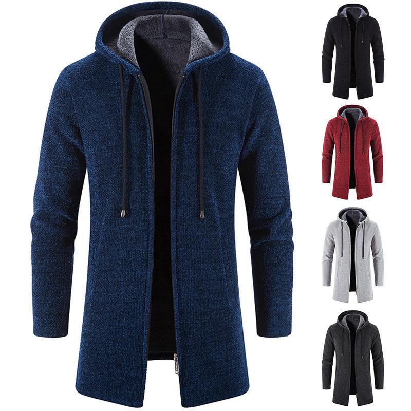 Maglioni da Uomo Cappotto Autunno Inverno Caldo Zip Media Lunghezza Cardigan Maglioni Uomo Casual Maglieria Maglione Cappotto da Uomo