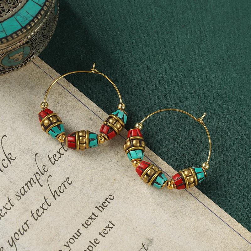 Niche Design Nepalese Earrings Xizang Style Retro Exotic Personality Earrings Women's Simple Earrings Earrings