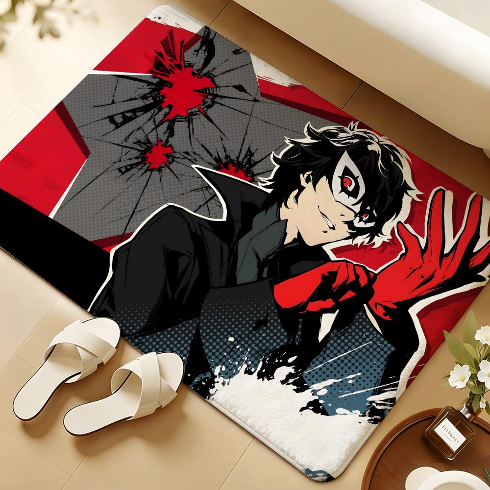 P-Persona Anime Floor Mat Soft Flannel Rug Non-Slip Absorbent Mat For Bathroom Bedroom Home Decor