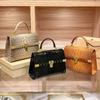 Crocodile Pattern Hand-held Lock Bag for Women, New Niche Cross-border Fashion Versatile Single Shoulder Crossbody