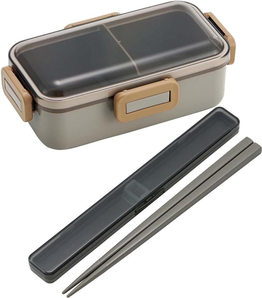 Skater Bento Single Made in for with Locking for Dishwasher and Microwave Nature Color Mauve Gray Box, 530ml, Tier, Japan, Women, 4-Point