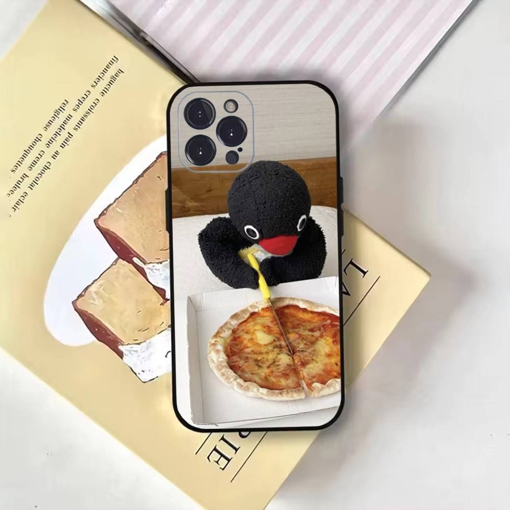 Happy P-Pingu Penguin Funny Phone Case For iPhone17,16,15,14,13,12,11 Plus,Pro Max,Soft Black Cover