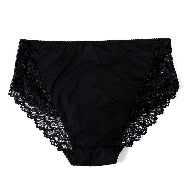 Women Plus Size Daily Panties Breathable Comfortable Middle Waist Half-Transparent Brief 0Xl - 5Xl - 6003