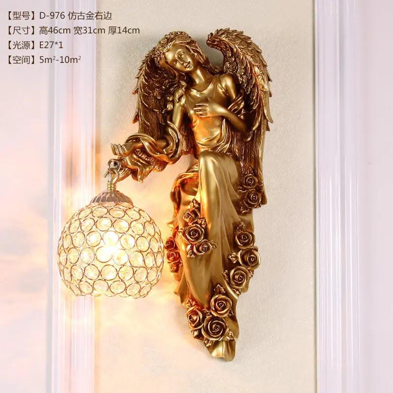 Nordic Modern Angel Wall Lamps Living Room TV Background Wall Decor LED Bedroom Decor Lamp Creative Resin Mermaid Wall Light E27