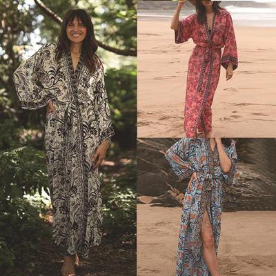 Cardigan da vacanza e copricostume da spiaggia da donna 2025 in rayon stampato con protezione solare