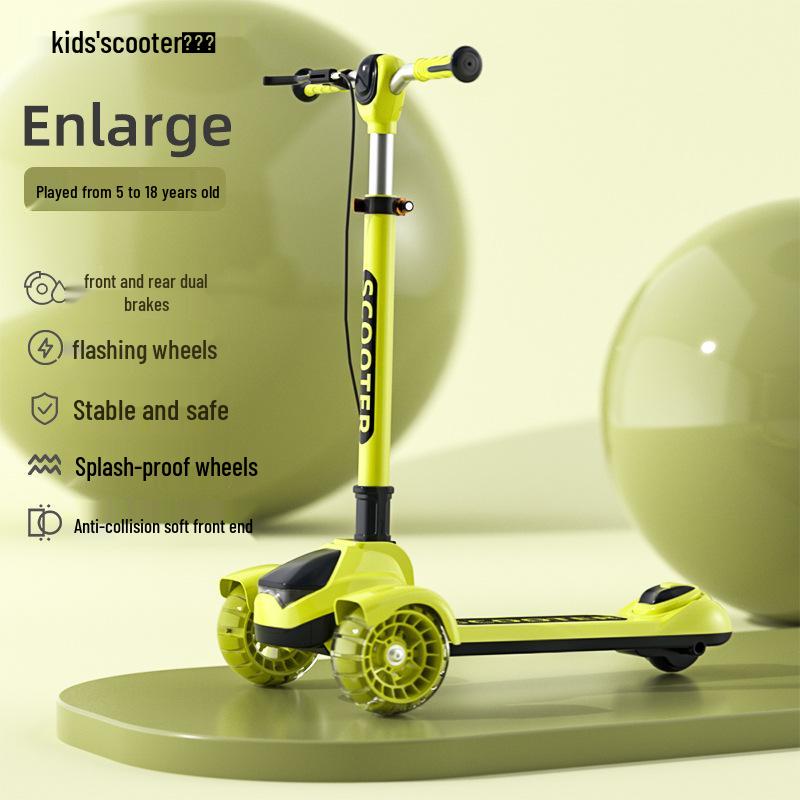 Big Kids Foldable Three-Wheeled Flashing One-Legged Commuter Scooter