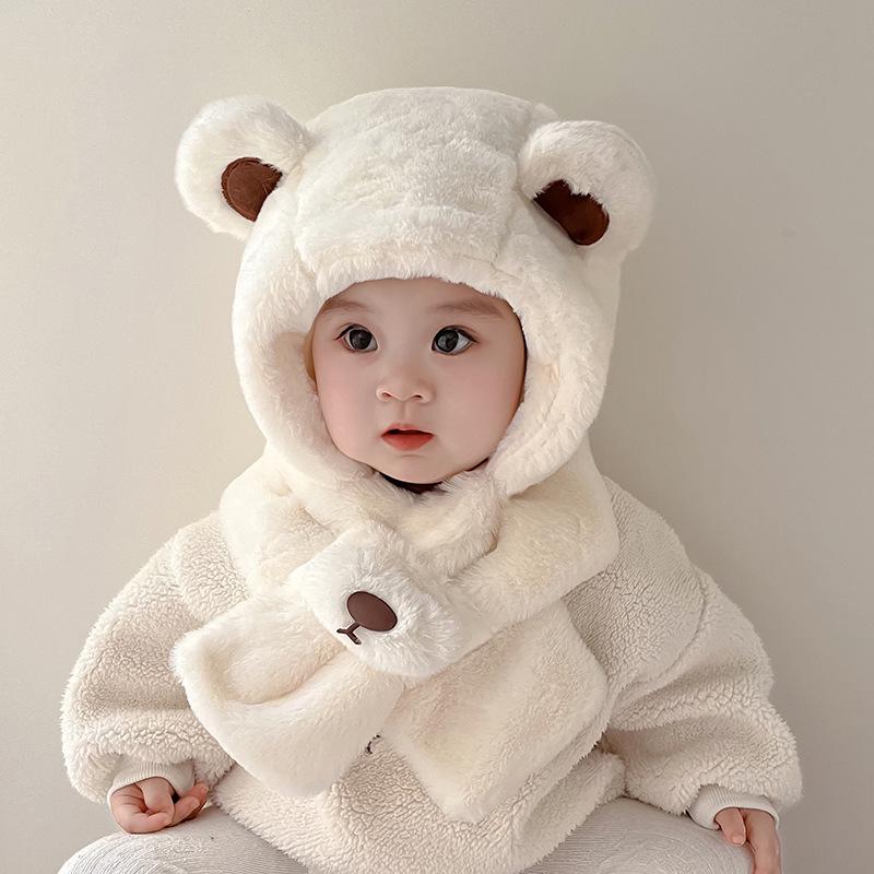 Unisex Winter Windproof Hat and Scarf Set for Kids with Face and Ear Protection