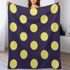 Large YELLOW and NAVY BLUE POLKA DOTS Throw Blanket Decorative Soft Throw Blanket for Couch Sofa