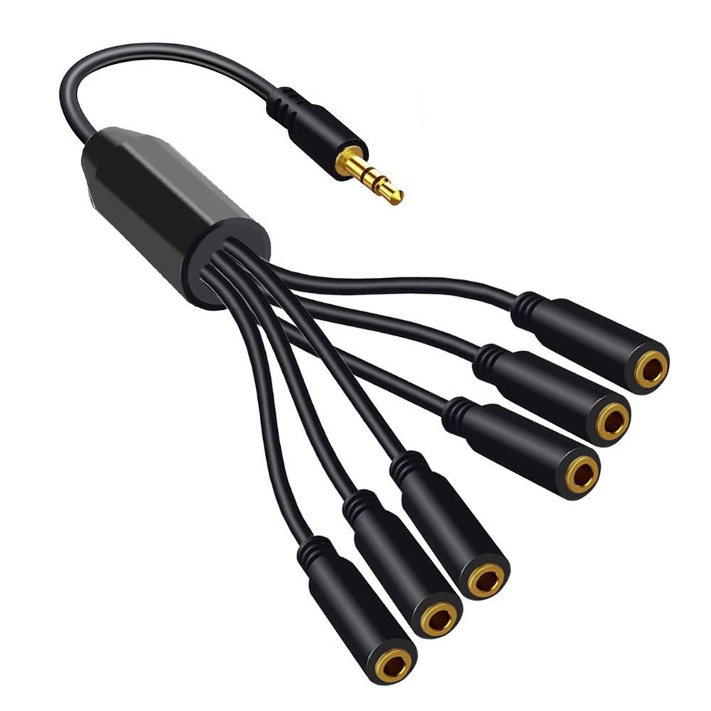 3.5mm Headset Splitter Cable Stereo 30cm Audio Jack Extender Male To Female 1 To 6/5/4/3 Port AUX Adapters Cord