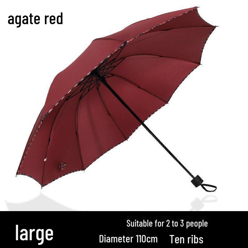 Dual-Use Extra Large Folding Umbrella - 12 Ribs for Sun and Rain Protection