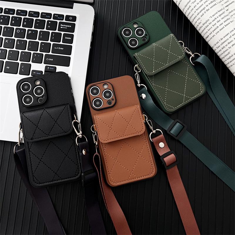 iPhone 17 Pro/16 Pro Max/14/13 Crossbody Hülle mit Kartenfächern & Riemen