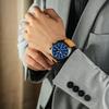 SAPPHERO Men's Wristwatch Japan Movement Analog Quartz 50M Waterproof Luminous Date Business Outdoor Leather Band Blue Dial Brown Strap