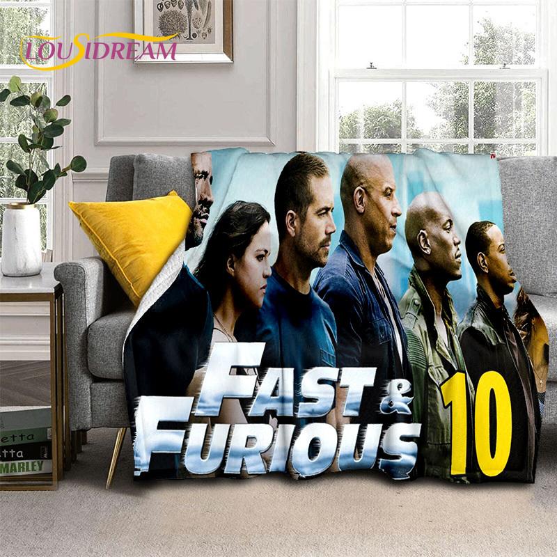 Fast & Furious X 10 Film Druckdecke, Weiche Überwurfdecke für Zuhause Schlafzimmer Bett Sofa Picknick Reise Büro Abdeckdecke Kinder
