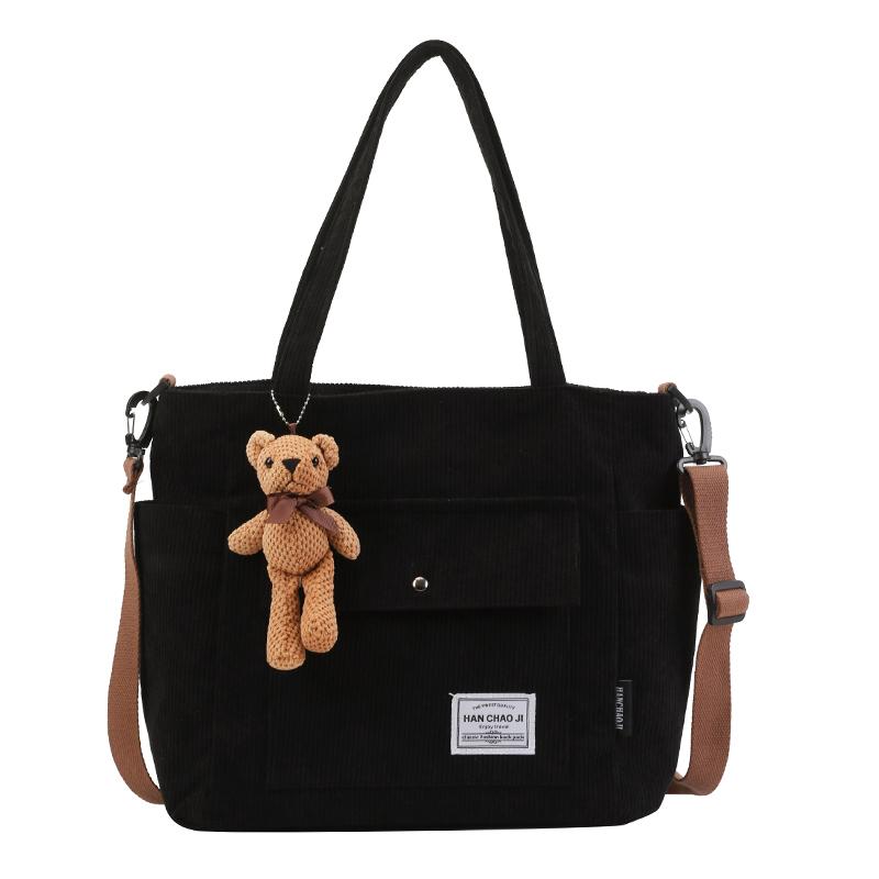 Sac à Bandoulière En Velours Côtelé Pour Femme - Taille Moyenne (environ 22x26 Cm) - Plusieurs Coloris
