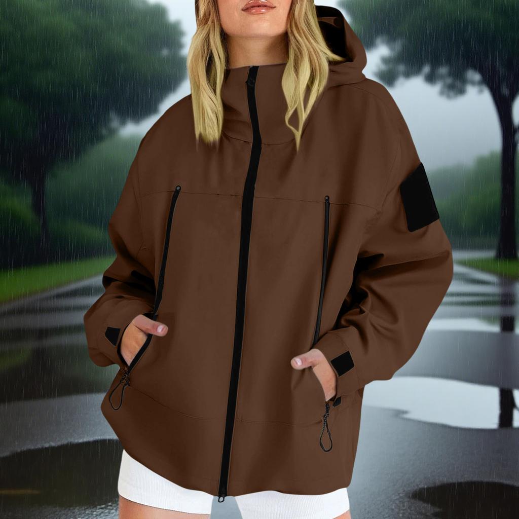 Women's Loose And Comfortable Solid Color Long Sleeved Zipper Hooded Sweatshirt
