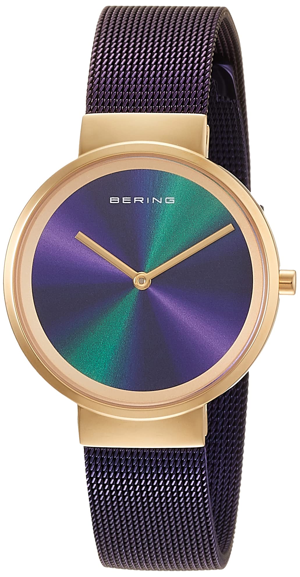 

BERING Quartz Purple and Stainless Mesh Japan Officially Sapphire Aurora Dial Women s Watch, Gold, Steel, Strap, Exclusive, 19031-929, Imported, золотой