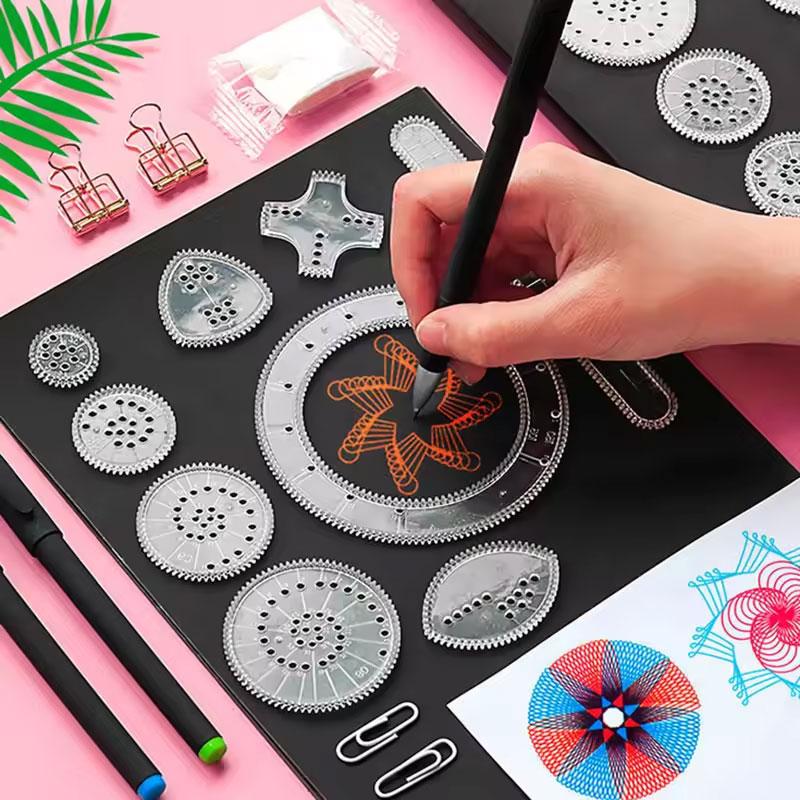 22Pcs Spirograph Drawing Toys Set Geometric Ruler Mathematical Roulette Drawing Tools Learning Painting Puzzle Toys Art Tool