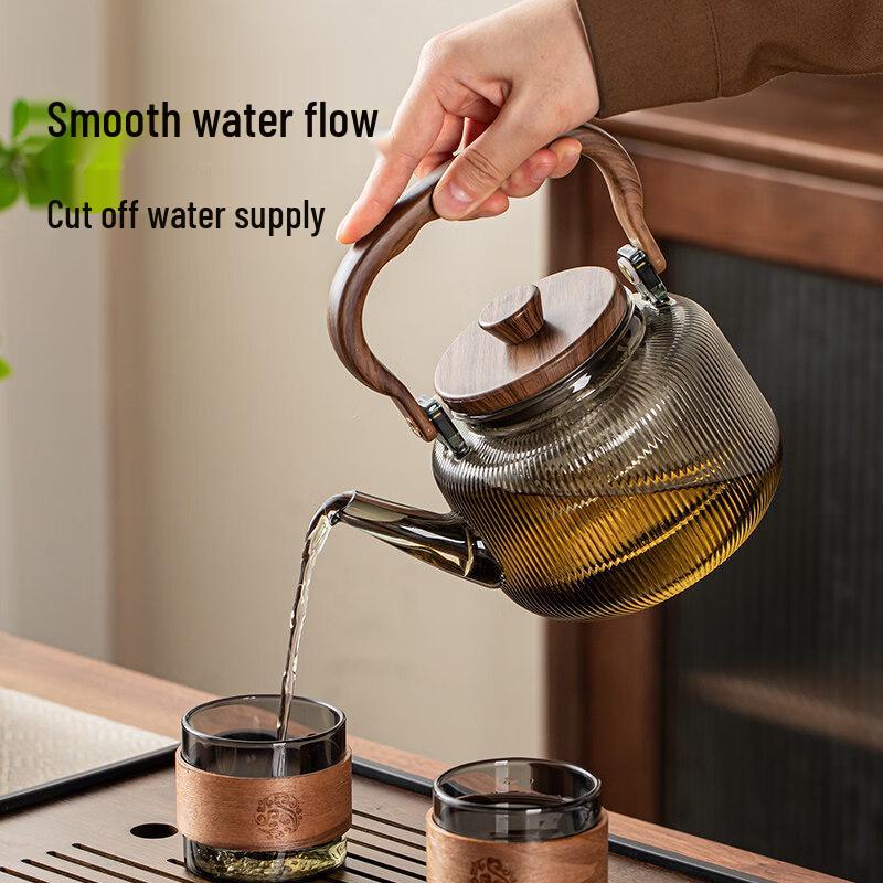 ZISIZ Thickened Glass Boiling Tea Pot with Handle