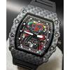 Used New Wristwatch Richard Mille Type Quartz Homage Watch Rubber Tonneau Carbon