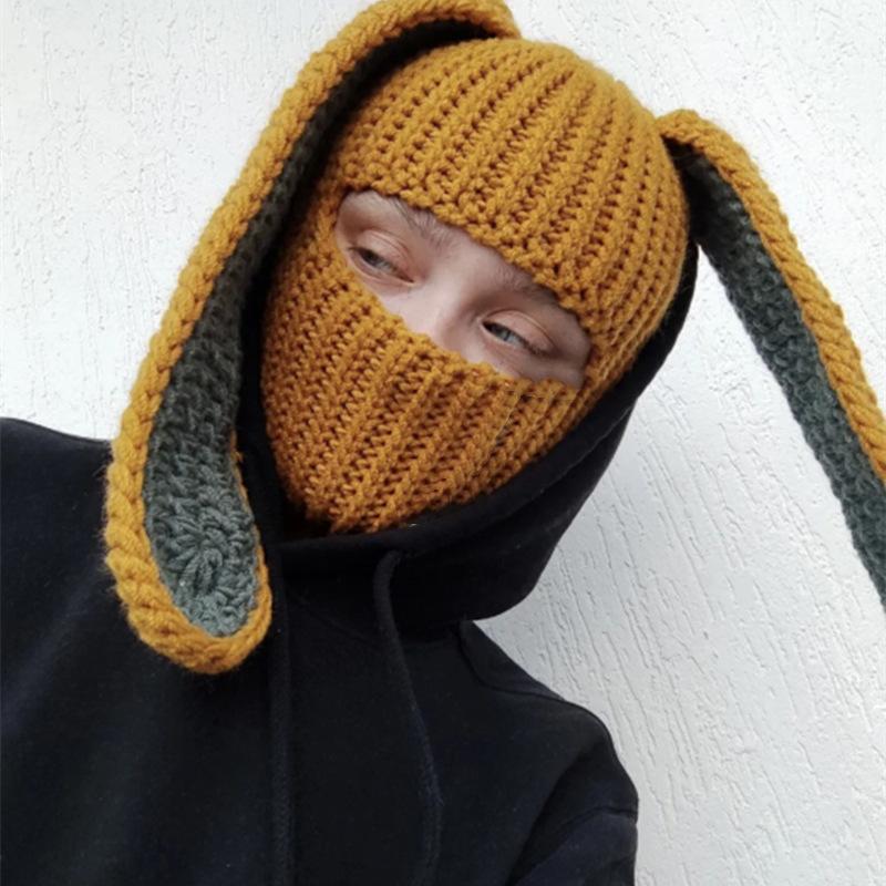 Crochet Halloween Party Funny Style Parent-child Horn Hat Ski Mask Woolen Hat
