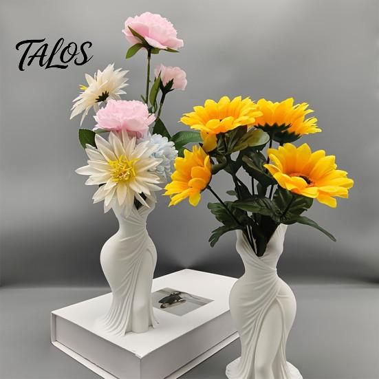 Dried Flower Holder 3D Printed Elegant Dress-Style Vase, Dual-Purpose Tabletop Decor with Flowing Pleated Skirt, Decorative Ornament Twisted
