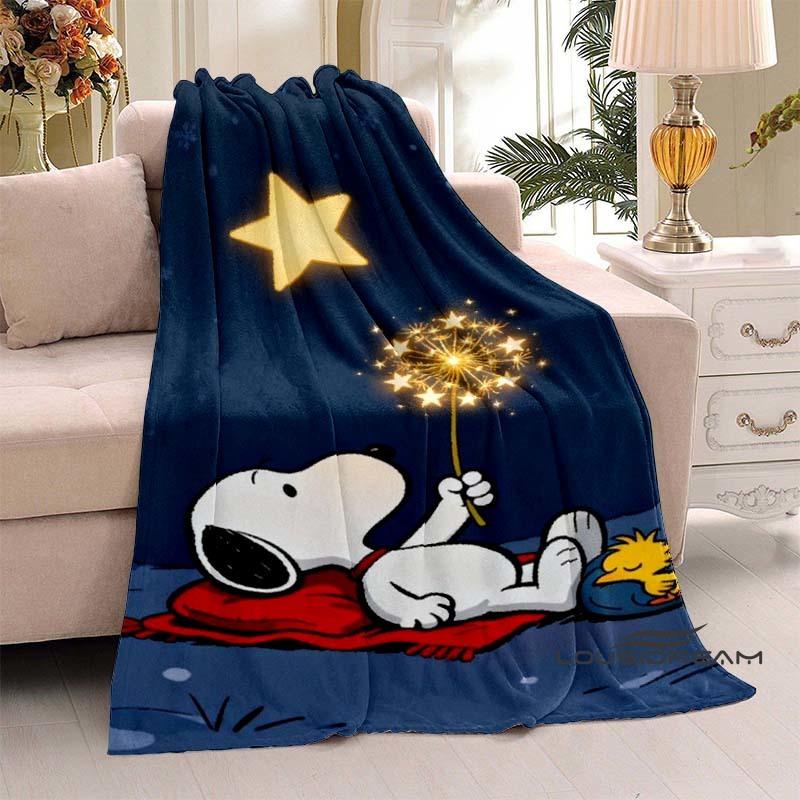 3D-Printed Classic Comic Theme Snoopy Fluffy Blanket Home Decor Collection: Sofa Throws & Shawls, Camping Blankets
