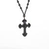 Black Obsidian Cross Pendant Necklace - European & American Retro Fashion Jewelry