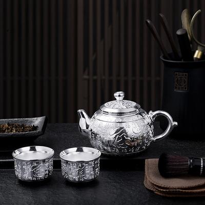 Neues Silberkannen-Teeset Vergoldete Silberteetasse Nicht verblassende versilberte Legierung Teekanne Tasse