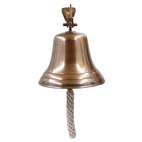 Campana grande de latón de 7 ", campana de trineo, campana de barcos náuticos colgantes montada en la pared para la cena, casa de campo de Navidad, iglesia marítima, casa pirata