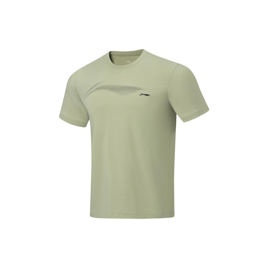 Li Ning Plain Round Neck Pullover Short Sleeve T-Shirt Men Tops Green ATST591-7