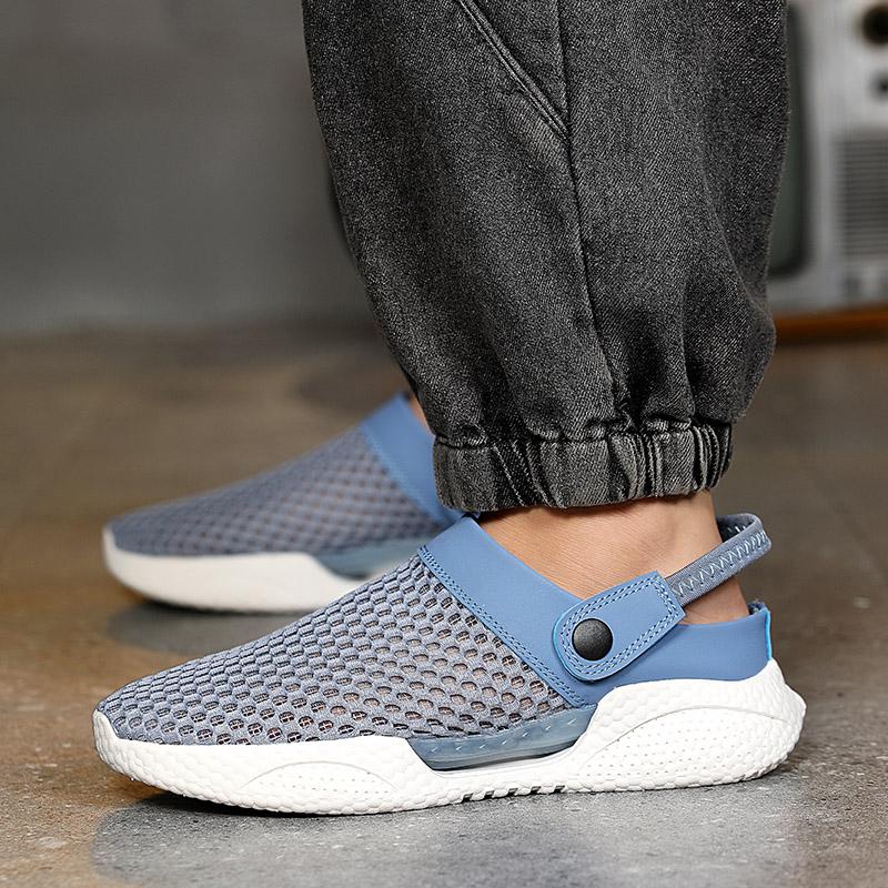 Men's Large Size 45 Slip-On Sandals Half Slippers Student Clog Head Cover Beach Shoes Cold Adhesive Sandals Hollow-out Summer