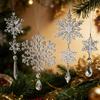 Transparent Acrylic Snowflake Ornament Set with Crystal Bead Strings for Christmas Tree Decoration