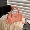 Women's 25th Anniversary Glossy Solid Color Bowling Handbag - Versatile Shoulder & Crossbody Bag