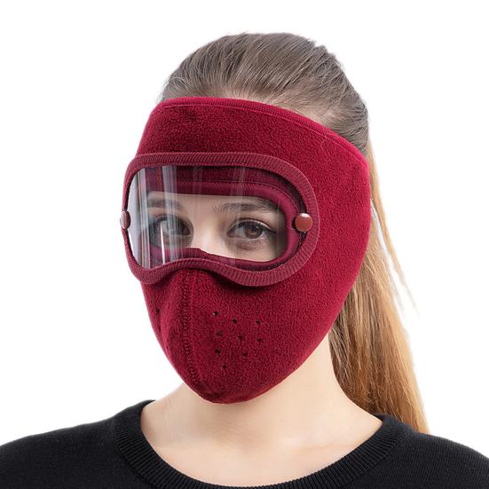 Thermal Mask with Removable Goggles Fleece Warm Mask Breathable Winter Mask Windproof Full Face Protection for Skiing Cycling Hiking Running Men Women