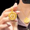 Gold Shop Sparkling Daisy Pendant: Sand Gold, Rotatable, with Braided Rope—High-End and Stylish for Women.