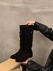 Thick Heel Pointed Thin Long Boots Women's Shoes 2025 New Autumn and Winter Piled Boots Medium Tube Knight Long Boots