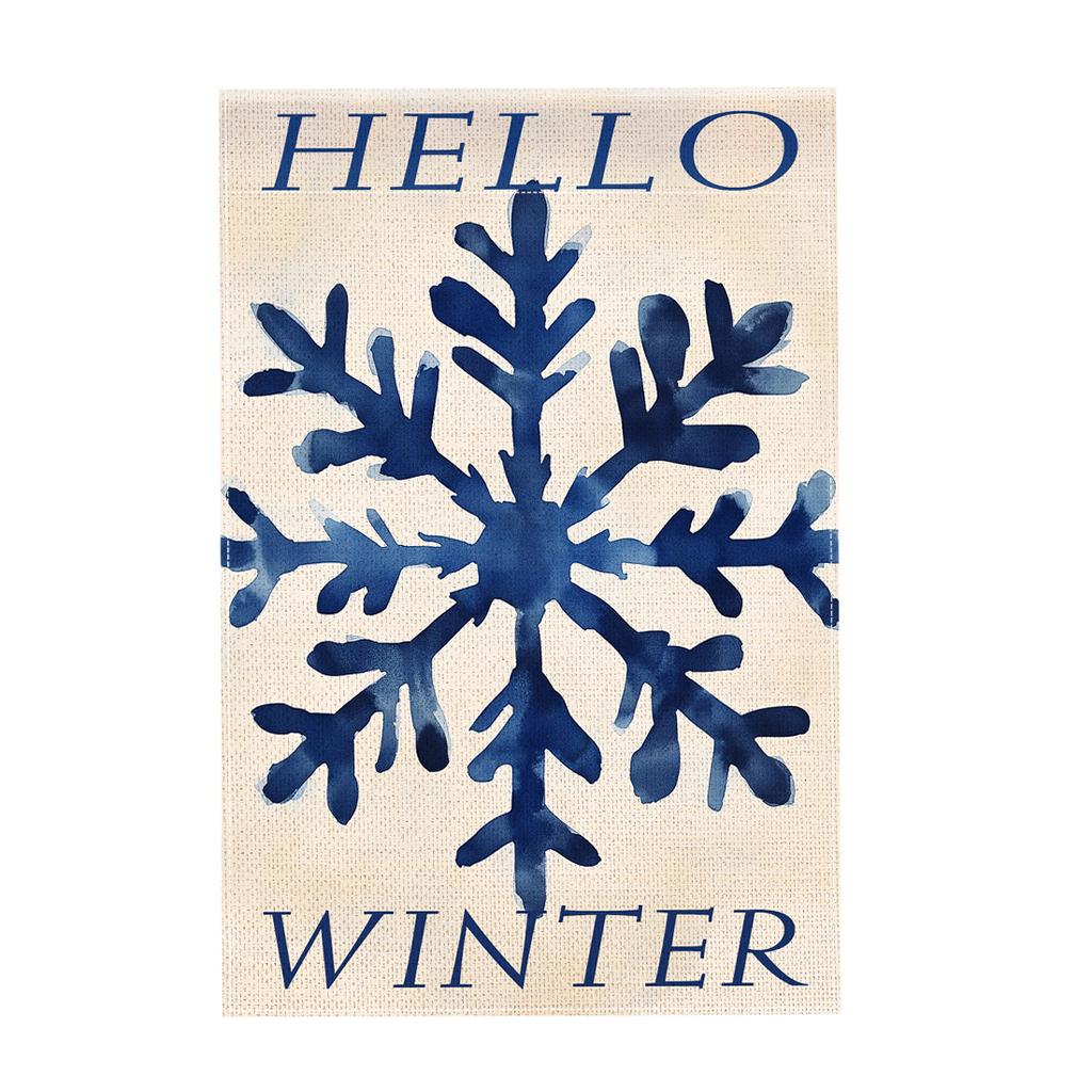Merry Christmas Hanging Flags Garden Flag Banner Santa Claus Double-sided Printing Faux Linen Flags Home Garden Decoration