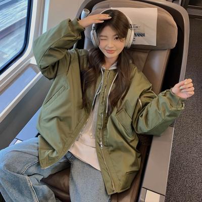 Winter-Baseballjacke für Damen mit Baumwollpolsterung und Oversize-Passform