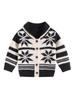 Unisex Baby Jacquard Color Block Lapel Cardigan: Thickened Knitted Outerwear for Infants and Toddlers