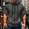 Men's Casual Short-sleeved Sweatshirt. Loose And Breathable Solid-color Sweatshirt Jacket With Multiple Pockets And A Zipper.