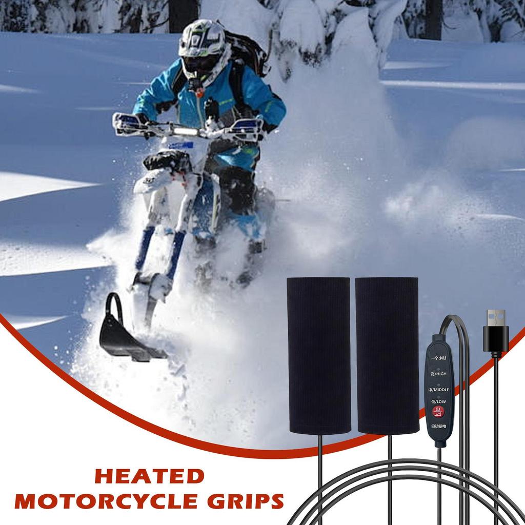 Motorcycle Handlebar Heater Grips USB-Powered Warmer 3-speed Temperature Adjustable Portable Grip Heater For Scooter Bikes