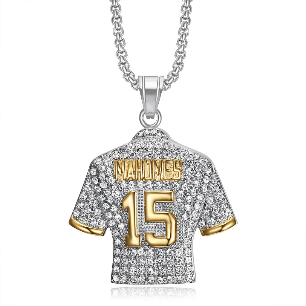 2026 Jewelry Fashion Trend Inlaid Zircon No.15 Mahoms Jersey Pendant Necklace Men's Party Jewelry Accessories