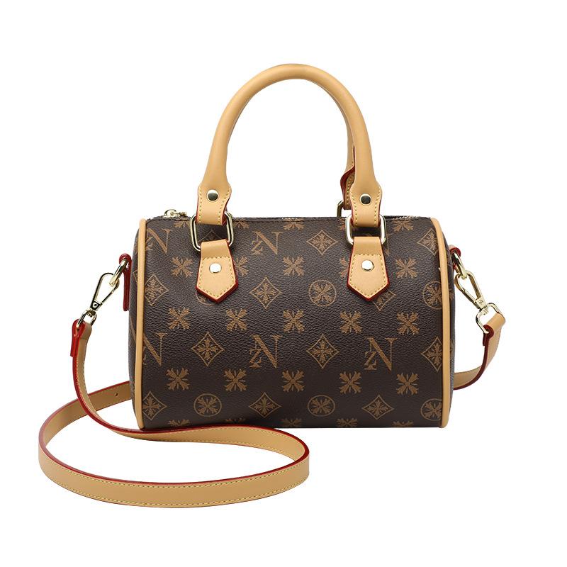 Dámská kabelka Nový korejský styl Všestranná taška přes rameno crossbody Retro potištěná polštářová taška Boston