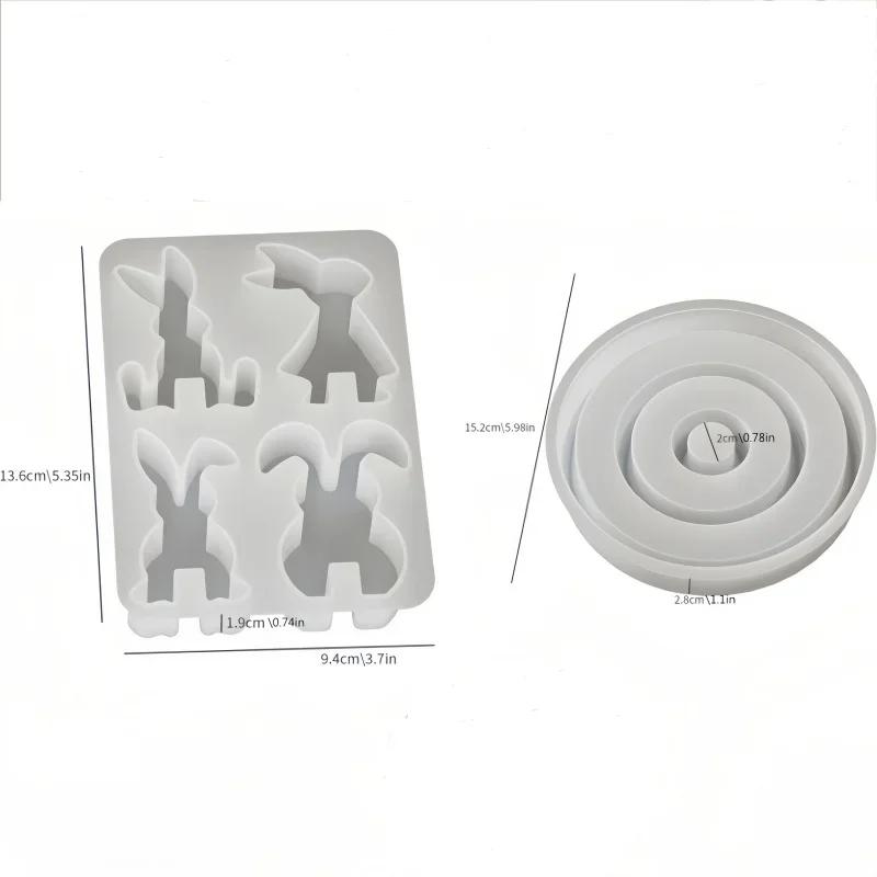 

1set Rabbit Silicone Molds Suitable for DIY Resin Plaster Rabbit Shaped Mold for creating Figurines,Easter Eggs,for party Decor