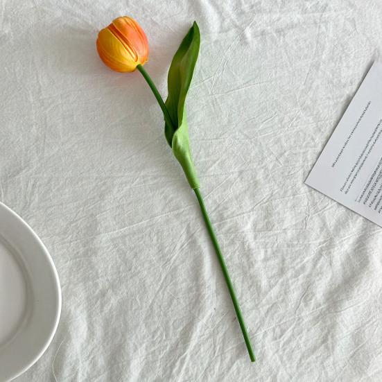 Artificial Tulip Flower 13" Long Stem Fake Tulip Realistic Real Touch PU Faux Flower for Spring Easter Home Kitchen Wedding Decoration