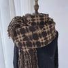 2024 Winter Women's Plaid Scarf: Korean Retro Style, Warm Imitation Cashmere Shawl for Students and Couples