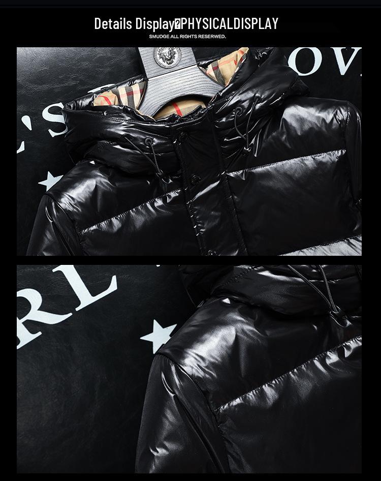 2025 Men's Winter Trendy Glossy White Duck Down Hooded Jacket