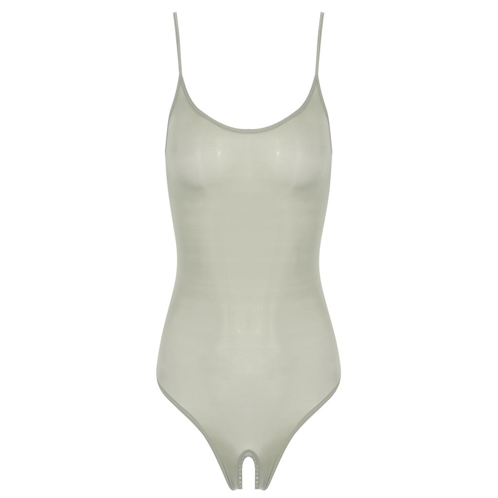 Womens Glossy Sling Bodysuit Adjustable Strap See Through Lingerie Stretchy High Cut Bodycon Lingerie